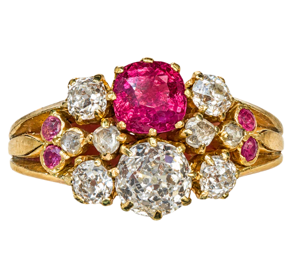 A Bright and Vibrant Burma Ruby and 'Old Cut' Diamond Edwardian Ring - image 9