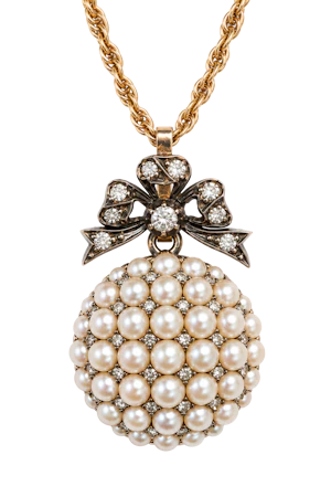 Delicate and Soft.. Dreamy Natural Pearl Pendant , Victorian ca 1880
