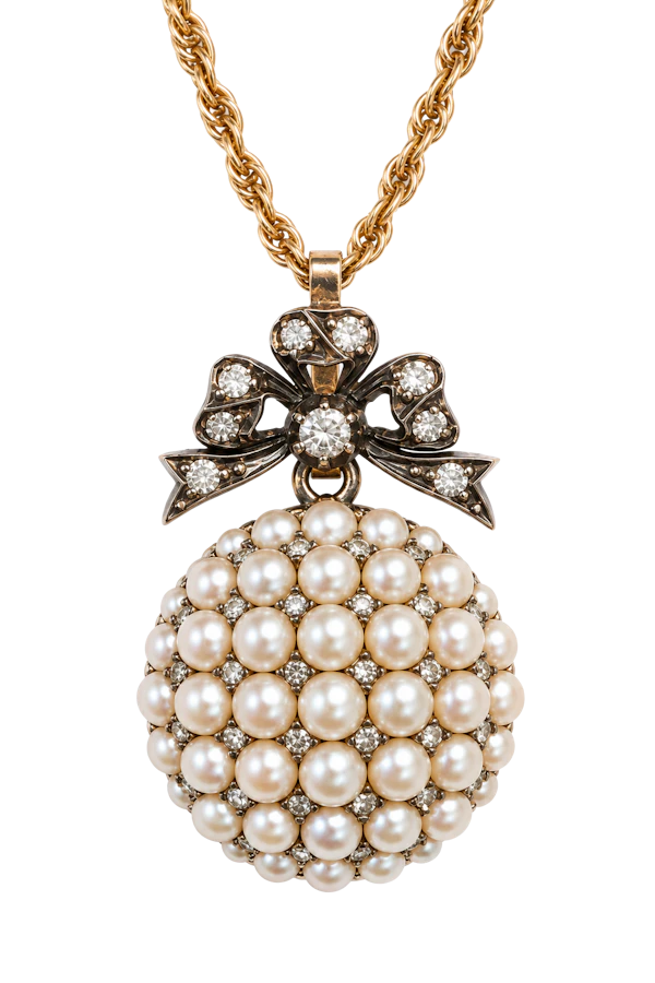 Delicate and Soft.. Dreamy Natural Pearl Pendant , Victorian ca 1880 - image 1