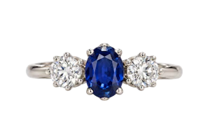 Classic Three Stone Sapphire and Diamond ring Ca 1920-35