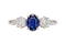 Classic Three Stone Sapphire and Diamond ring Ca 1920-35 - image 1