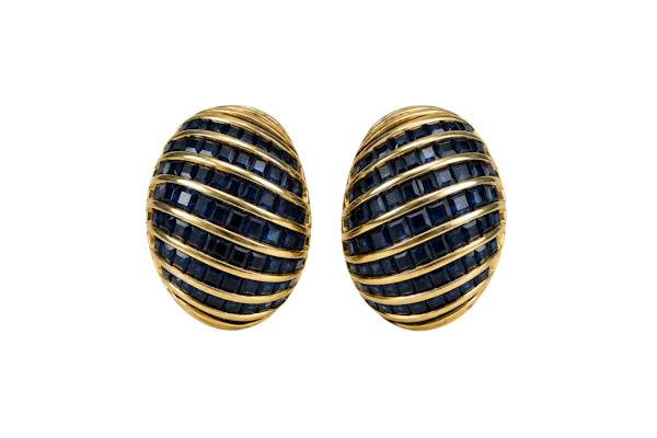 Smart, Vintage, Sapphire and 18ct Gold Earrings - image 1