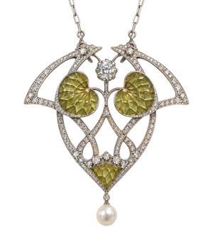 Spectacular Art Nouveau Pendant/brooch with fine Plique a jour work