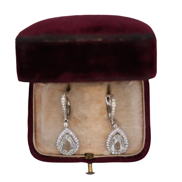 Pear-Shaped Diamond Drop Earrings - image 1