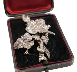 Victorian Old Mine Cut Diamond Flower Bouquet Brooch
