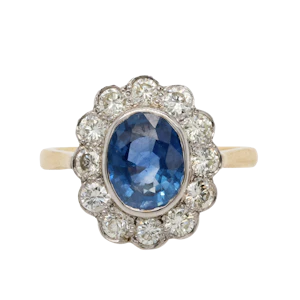 Sapphire Diamond Cluster Ring - Charlotte Sayers