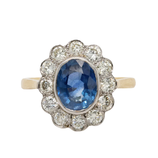 Sapphire Diamond Cluster Ring - image 1