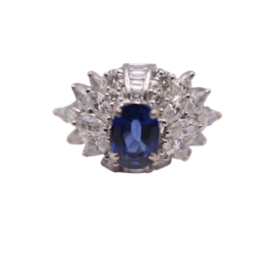Royal Blue Ceylon Sapphire & Diamond Ring