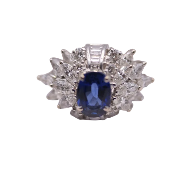 Royal Blue Ceylon Sapphire & Diamond Ring - image 1
