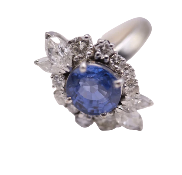 Ceylon Sapphire & Diamond Ring - image 1