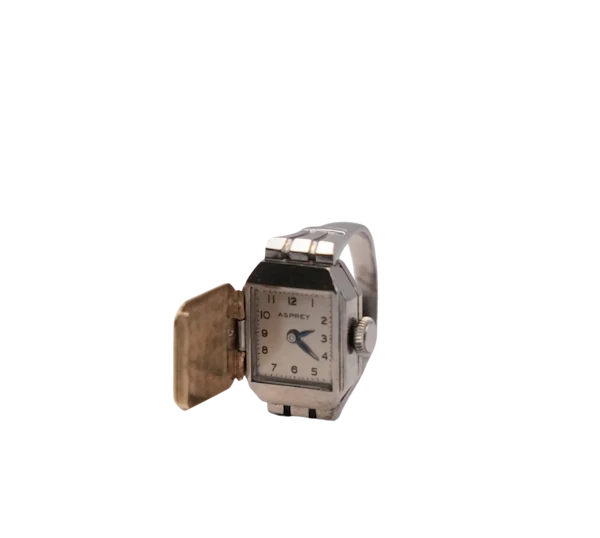 Asprey Vintage Ring Watch in Stainless Steel, Manual Winding, Circa 1940s - image 1