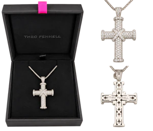 Theo Fennell 18ct White Gold 2.88ct Diamond Pavé Cross Pendant & Chain Boxed Mark Constable Unit 301