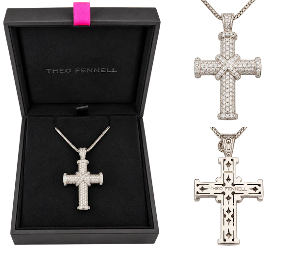 Theo Fennell 18ct White Gold 2.88ct Diamond Pavé Cross Pendant & Chain Boxed Mark Constable Unit 301 - image 1