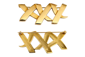 Tiffany & Co. Paloma Picasso 18ct Gold Triple X Kisses Brooch design year 1983 Mark Constable Unit 301