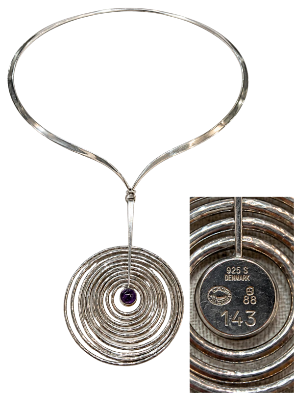 Georg Jensen Rare Sterling Silver Kinetic Amethyst Necklace design 143 and 169– Vivianna Torun & Bent Gabrielsen Mark Constable Unit 301 - image 1
