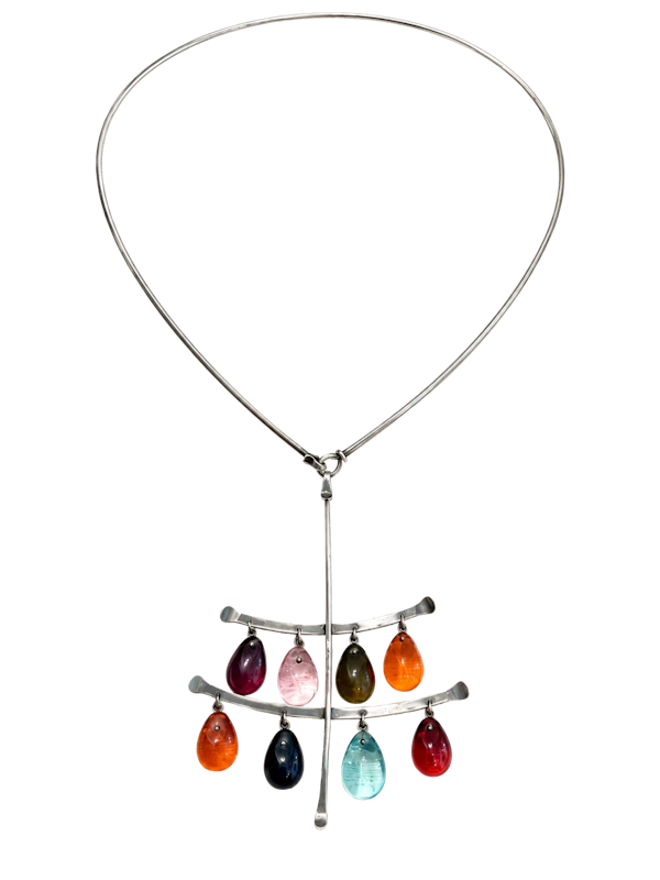 Rare Vivianna Torun Sterling Silver & Coloured Glass Necklace – Circa 1955–1965 Mark Constable Unit 301 - image 1