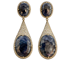 Amrapali 14ct Gold, Silver, Sapphire & Diamond Large Statement Drop Earrings Mark Constable Unit 301