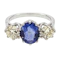 Oval sapphire & diamond 3 stone ring, platinum. - image 1