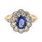 Oval sapphire & Diamond cluster ring, 18 carat yellow gold and platinum - image 1