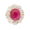 French Antique Burmese Ruby, Diamond and 18ct Yellow Gold Cluster Ring, 7.00 Carats, Circa 1890 - image 1
