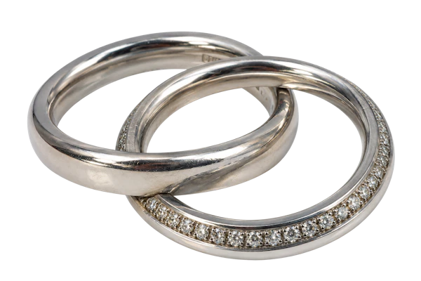 BUNZ 950 Platinum & Diamond Interlocking Ring – Germany Mark Constable Unit 301 - image 1