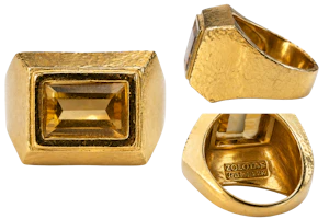Zolotas 22ct Gold & Citrine Solid heavy Statement Ring – Greece Mark Constable Unit 301