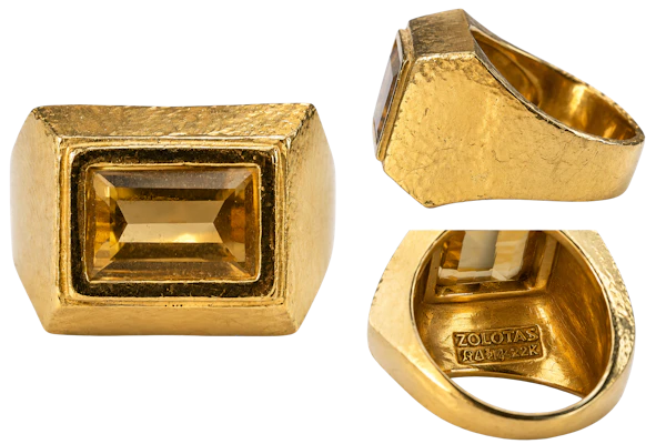 Zolotas 22ct Gold & Citrine Solid heavy Statement Ring – Greece Mark Constable Unit 301 - image 1