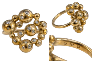 Georg Jensen Moonlight Grapes 18ct yellow Gold & Diamond Ring Mark Constable Unit 301