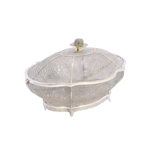 Antique Rare 18th-Century Chinese Silver Filigree Lidded Basket