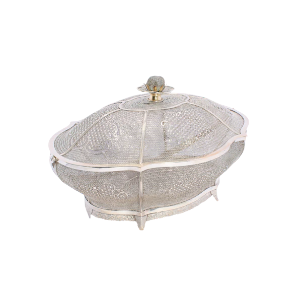 Antique Rare 18th-Century Chinese Silver Filigree Lidded Basket - image 1