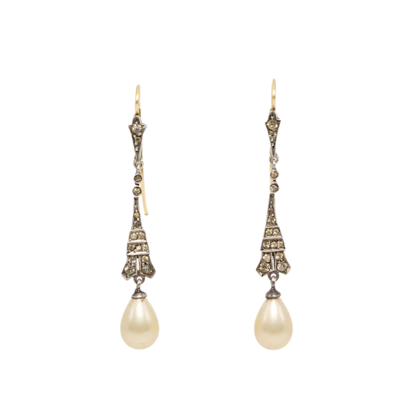 Paste Pearl Silver Drop Earrings - Charlotte Sayers - image 1