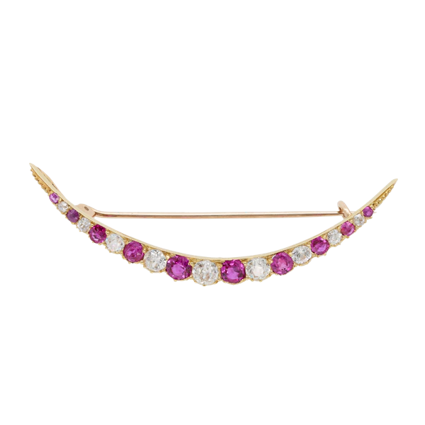 Ruby Diamond Crescent Brooch - Charlotte Sayers - image 1