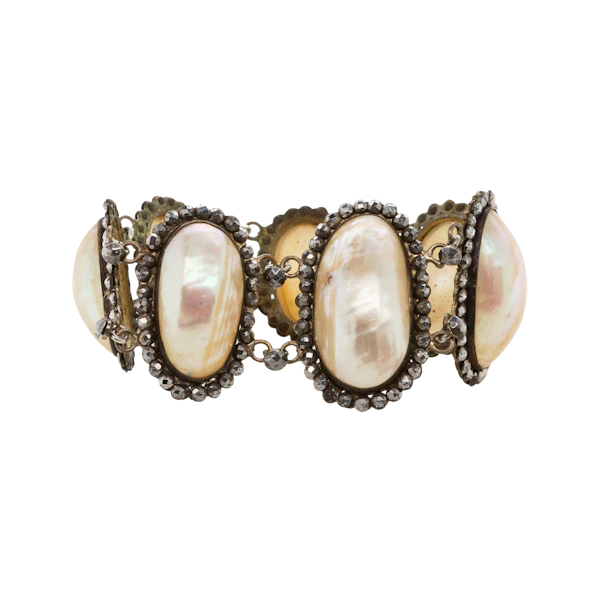 Cut Steel Mother of Pearl Bracelet - Charlotte Sayers - image 1