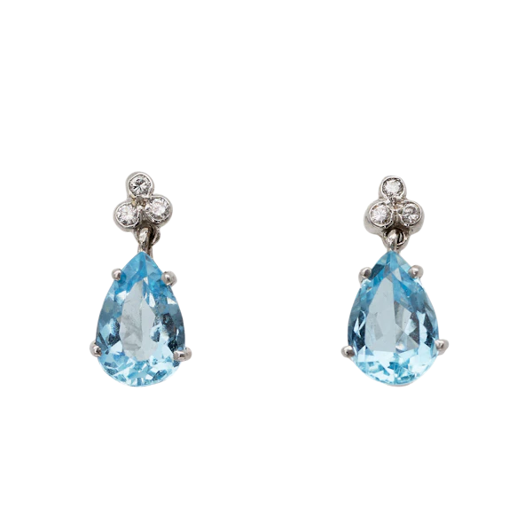 Aquamarine Diamond Drop Earrings - Charlotte Sayers - image 1
