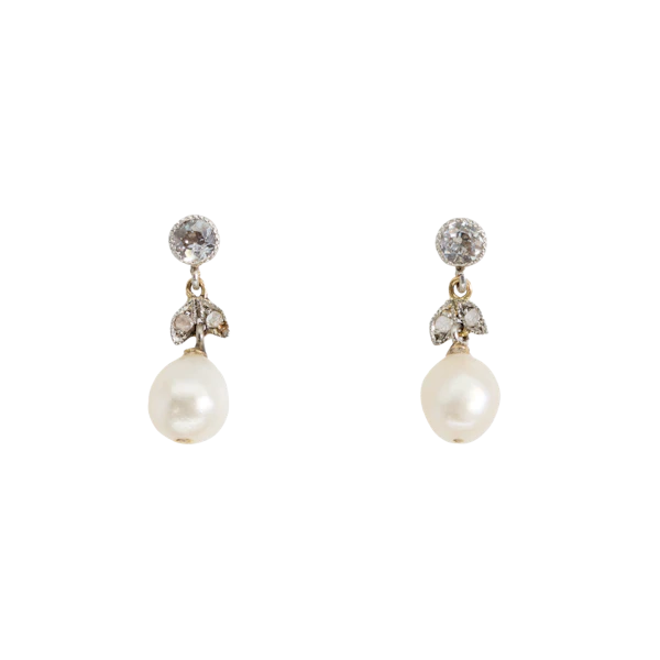 Natural Pearl Diamond Earrings - Charlotte Sayers - image 1