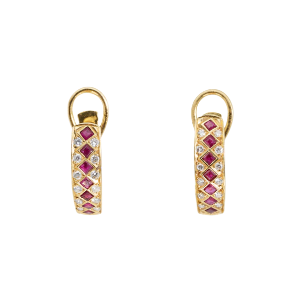 Ruby and Diamond Hoop Earrings - Charlotte Sayers - image 1