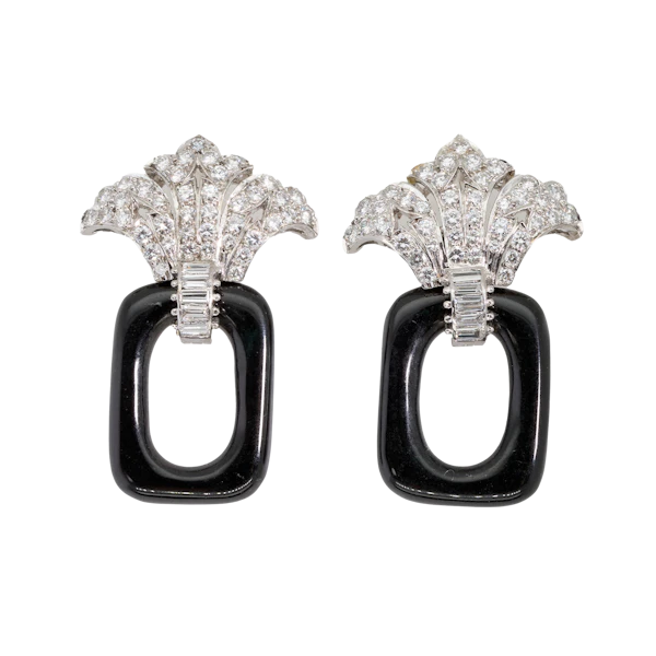 Diamond Onyx Earrings - Charlotte Sayers - image 1
